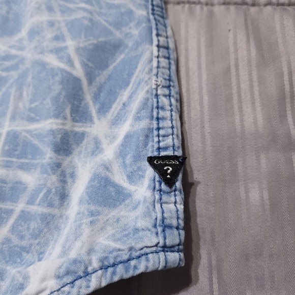 Guess Mens XL Blue Abstract Print Shirt Slim Fit - Picture 2 of 11